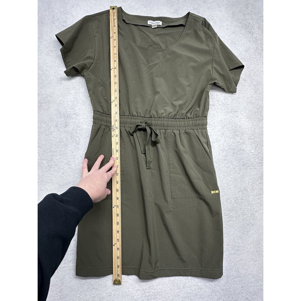 Calvin Klein Womens Size 8 Dress CK Logo Tie Army Green - Picture 5 of 8